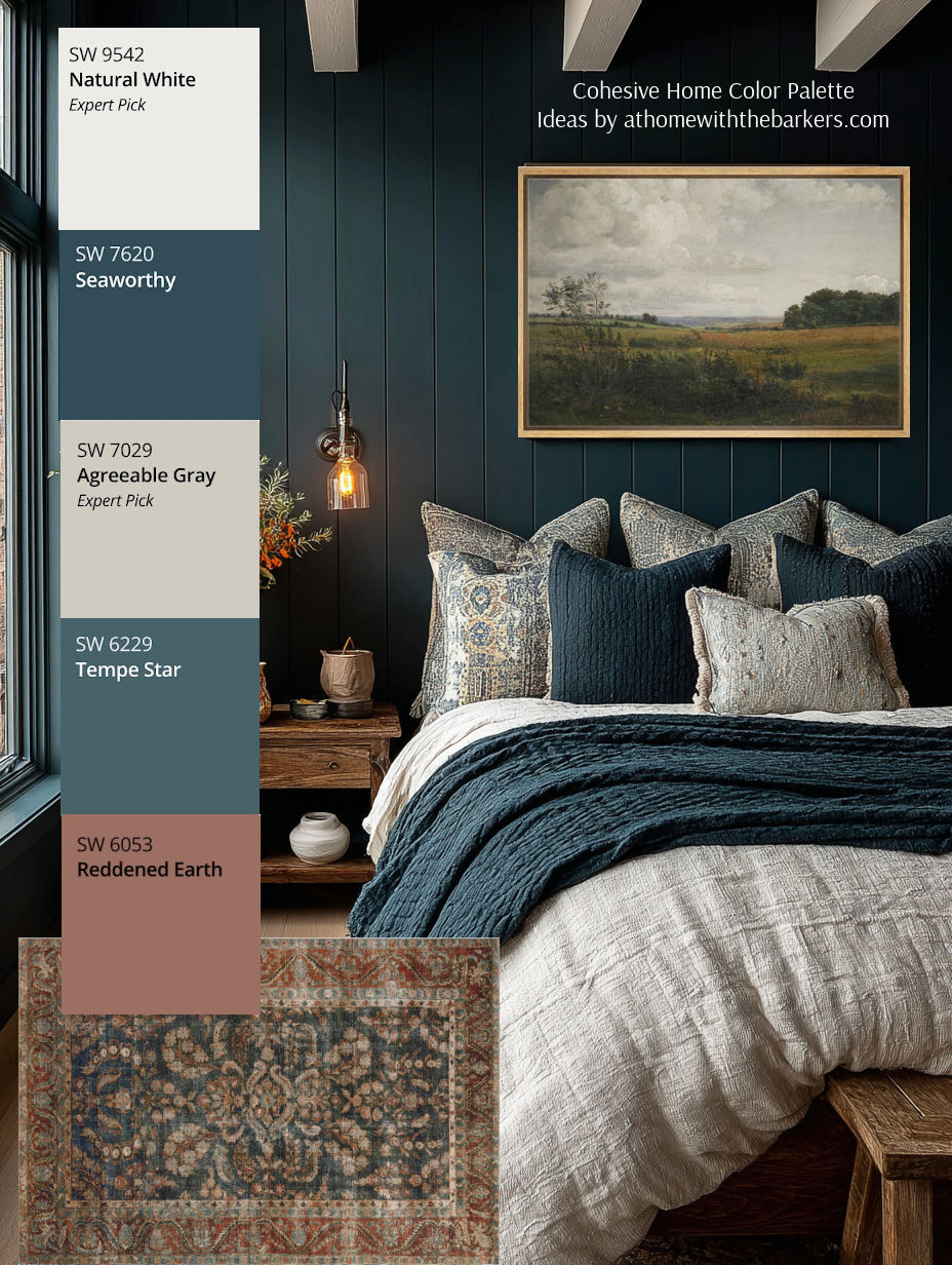 Cozy dark blue bedroom color palette and design 

 

#LTKHome