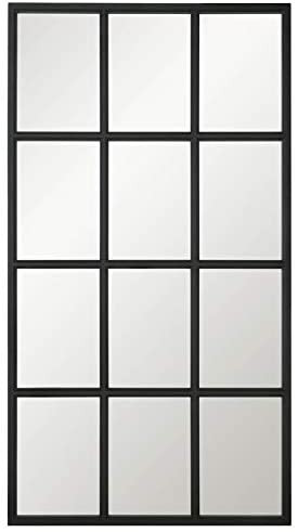 Star International Furniture Stitch & Hand Grid Wood Mirror in Matte Black | Amazon (US)