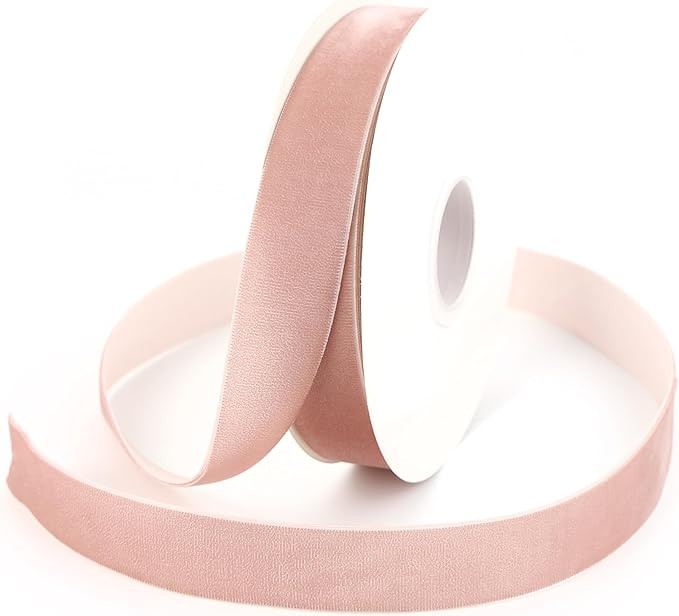 Dusty Pink Velvet Ribbon 1 Inch Single Face Blush Pink Velvet Christmas Ribbon for Tree Decoratio... | Amazon (US)