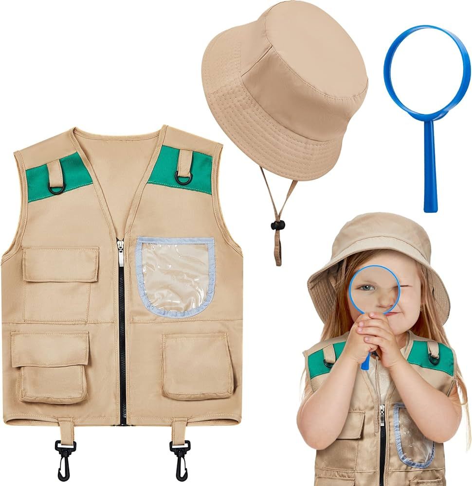 Ramede Kids Explorer Vest and Hat Costume with Magnifying Glass for Kids Outdoor Adventure Campin... | Amazon (US)