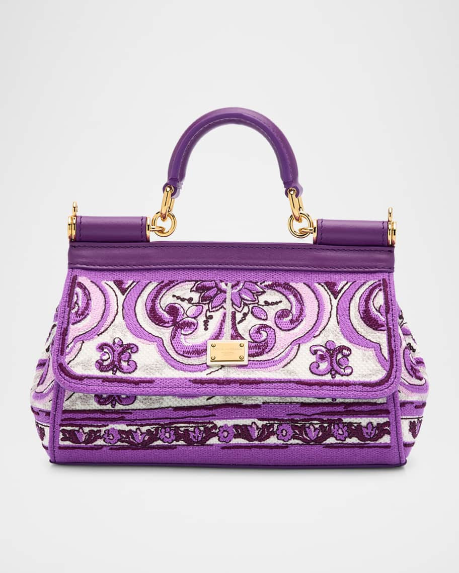 Dolce&Gabbana Small Sicily Majolica-Print Top-Handle Bag | Neiman Marcus