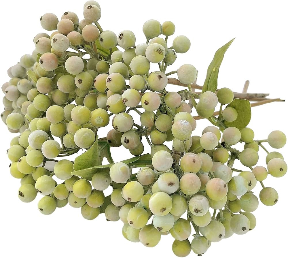 M2cbridge Artificial Berry Stems Christmas Picks Pine Needles Branches Wreath Ornament (Frost Gre... | Amazon (US)