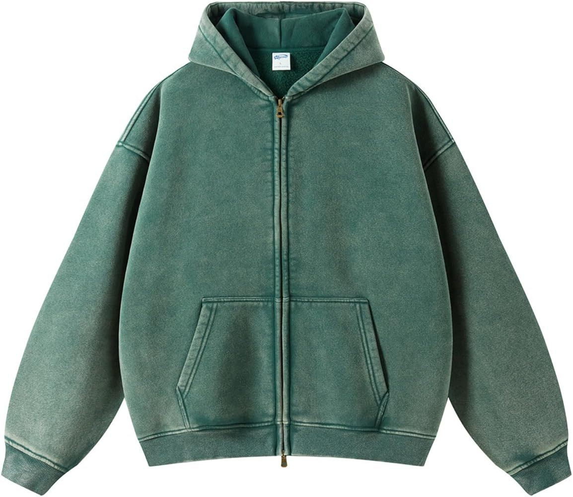 KEEPSHOWING Womens and Mens Zip Up Hoodies Long Sleeve Fall Oversized Sweatshirts Acid Wash Y2K J... | Amazon (US)