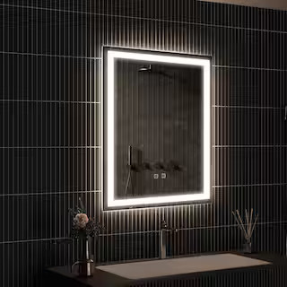 24 in. W x 30 in. H Rectangular Frameless LED Light with 3-Color and Anti-Fog Wall Mounted Bathro... | The Home Depot