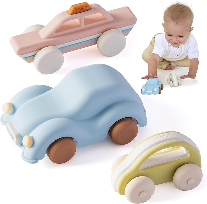 Moonkie Food Grade Silicone Toy Cars for Babies & Toddlers, Push and Go Baby Car Toys 6–12 Mont... | Amazon (US)