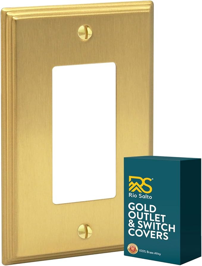 Rio Salto MIDSIZE BRASS Deco Collection Brushed Brass Gold Rocker Light Switch Wall Plate Outlet ... | Amazon (US)
