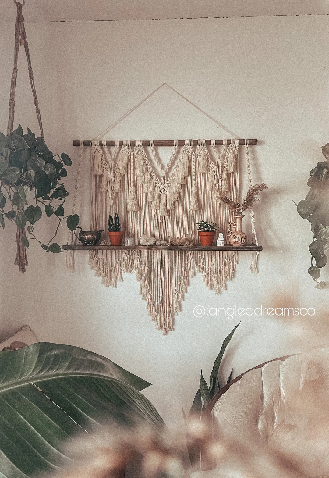 Large Macrame Shelf (3ft) | Macrame Wall Hanging | Statement Piece | Boho | Plant Hanger | Altar ... | Etsy (US)