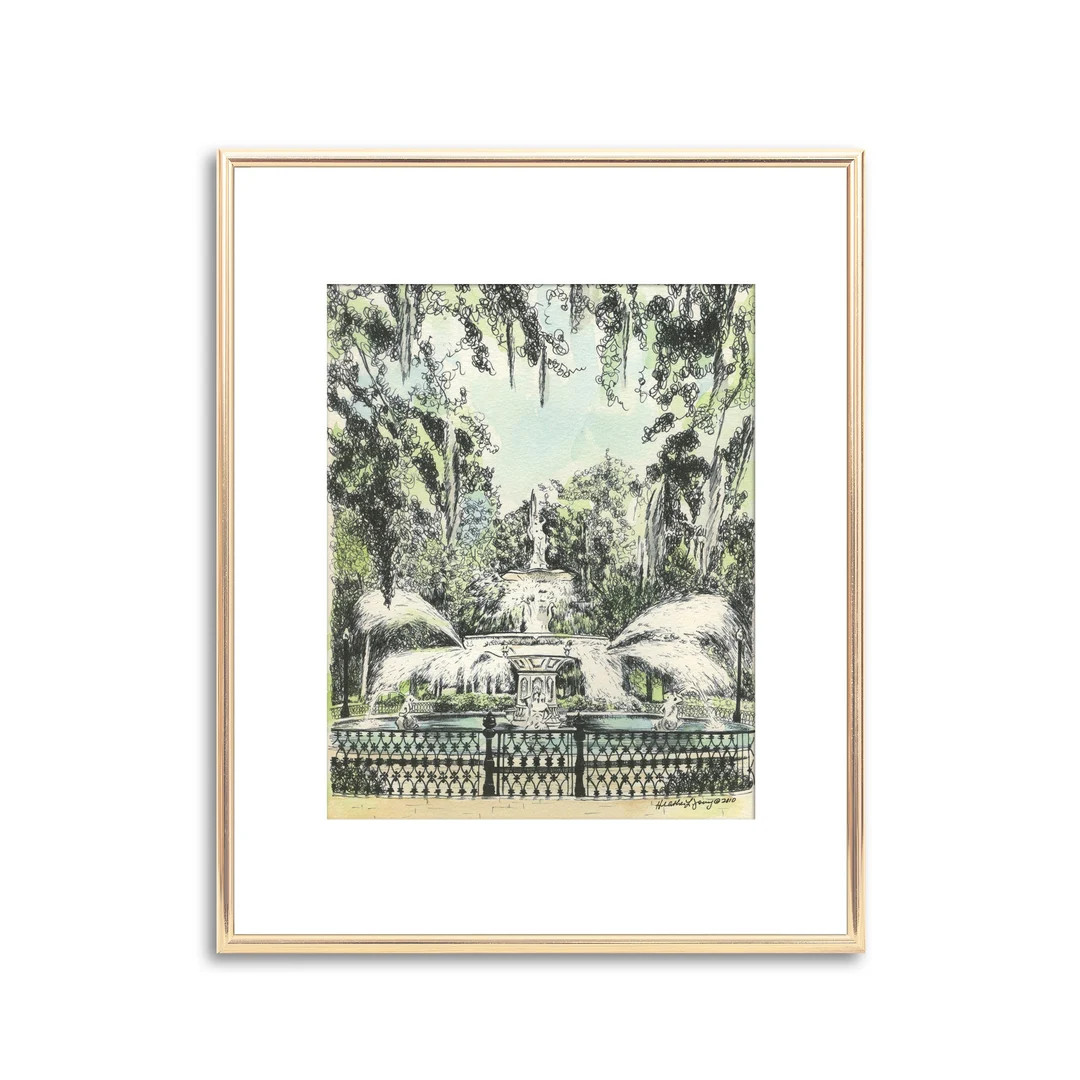Savannah Forsyth Park Fountain - Hand Painted Watercolor - Fine Art Print - Signed Savannah Keeps... | Etsy (US)