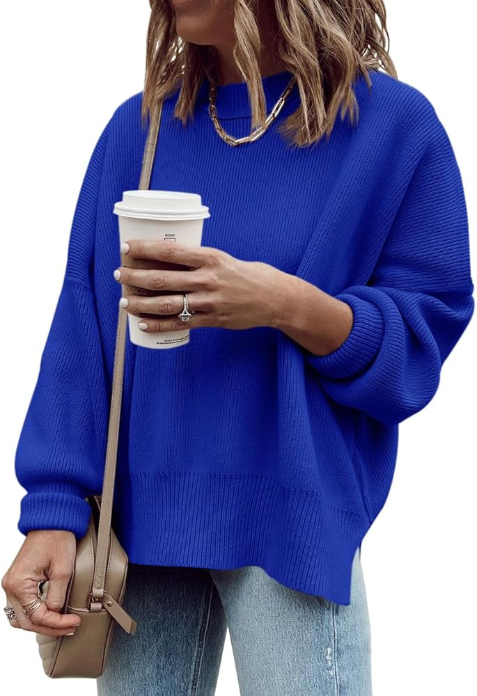 Imily Bela Womens Oversized Tunic Sweaters Fall Slouchy Long Sleeve Ribbed Knit Side Slit Pullove... | Amazon (US)