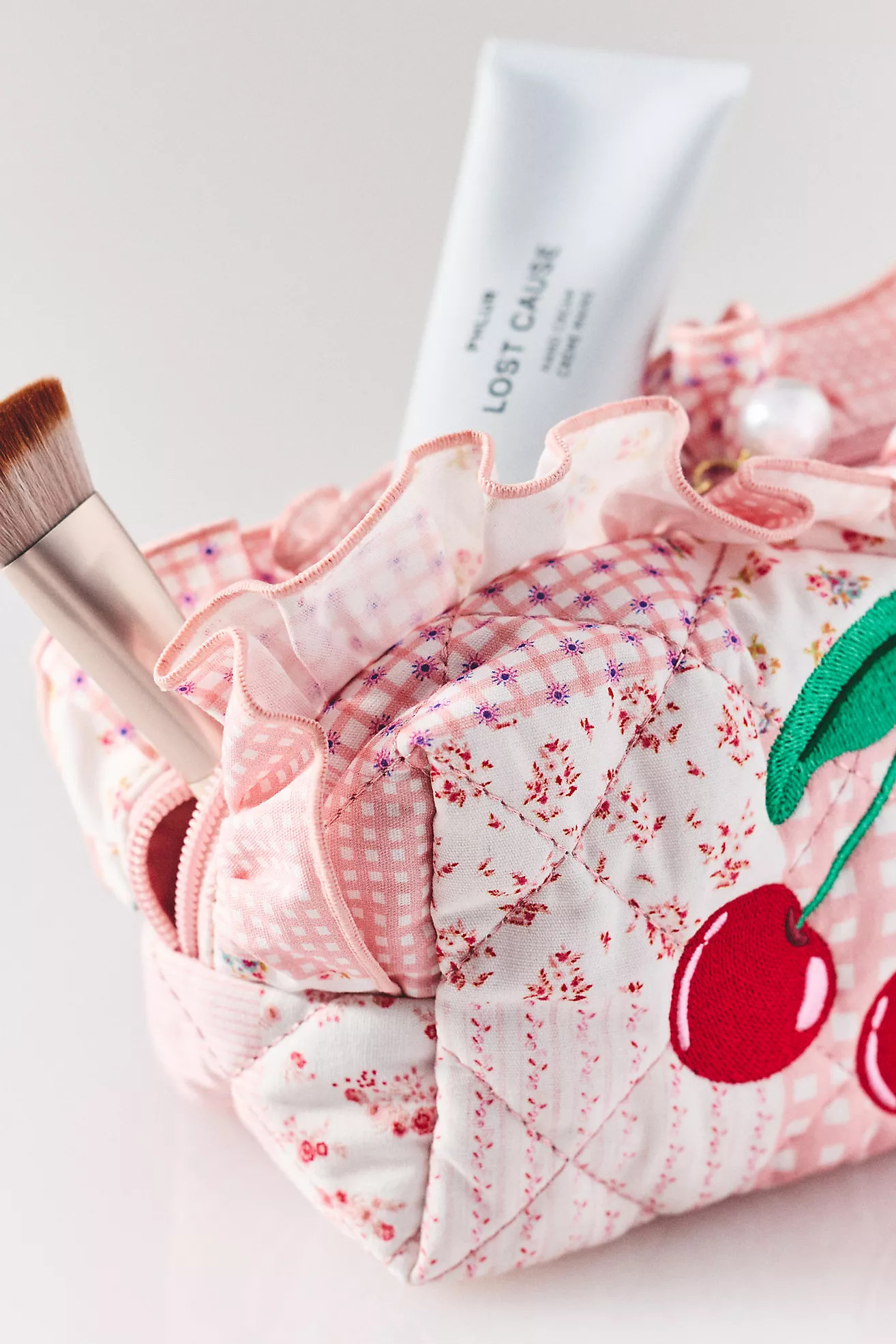 Shiraleah Quilted Cherry Valentine Cosmetic Bag | Anthropologie (US)