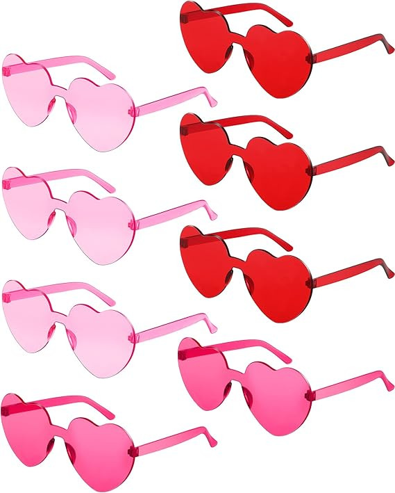 Frienda 8 Pairs Heart Shaped Sunglasses for Women Rimless Heart Glasses Candy Color Heart Sunglas... | Amazon (US)