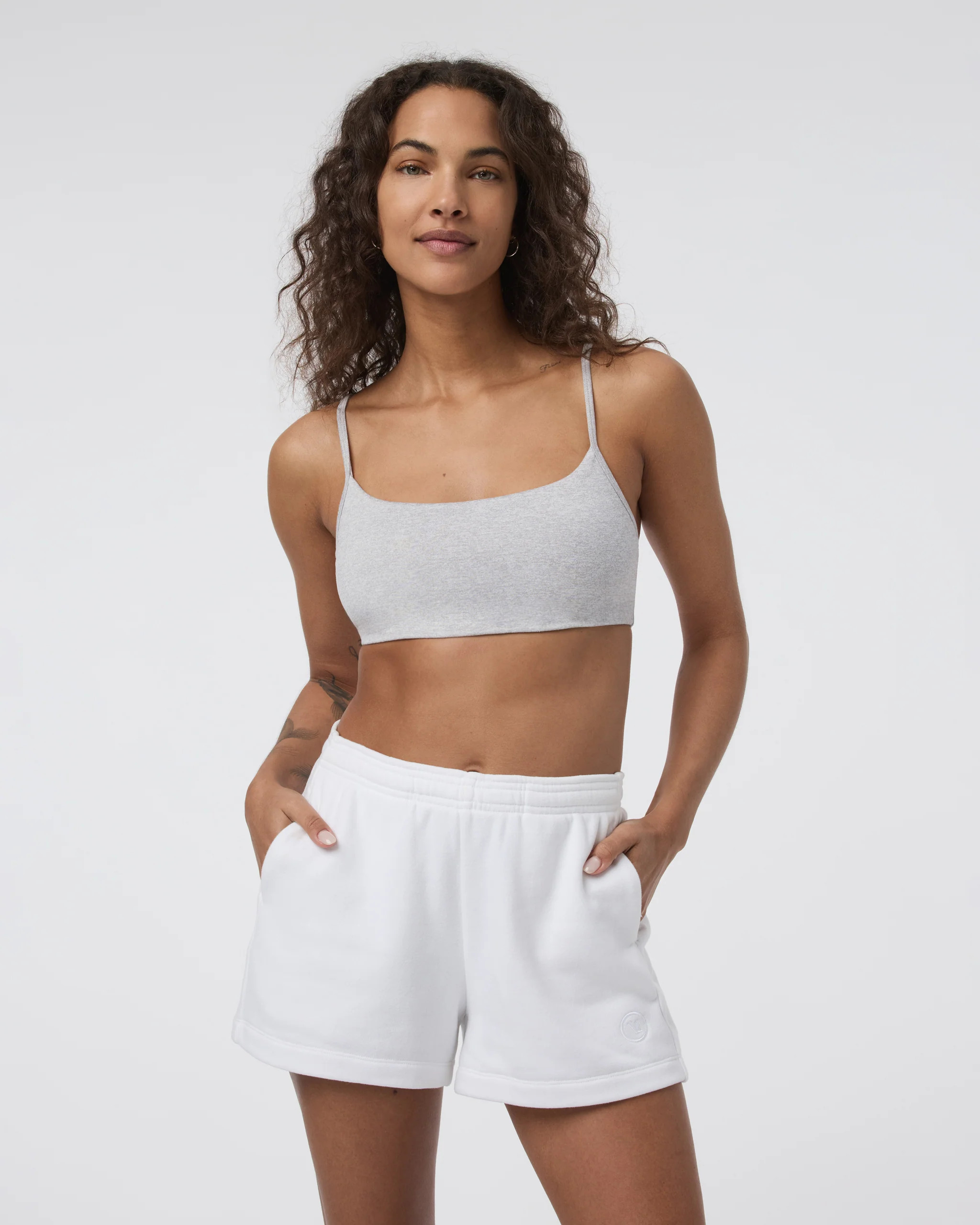 Halo Essential Bra | Pale Grey Heather | Vuori | Vuori Clothing (US & Canada)