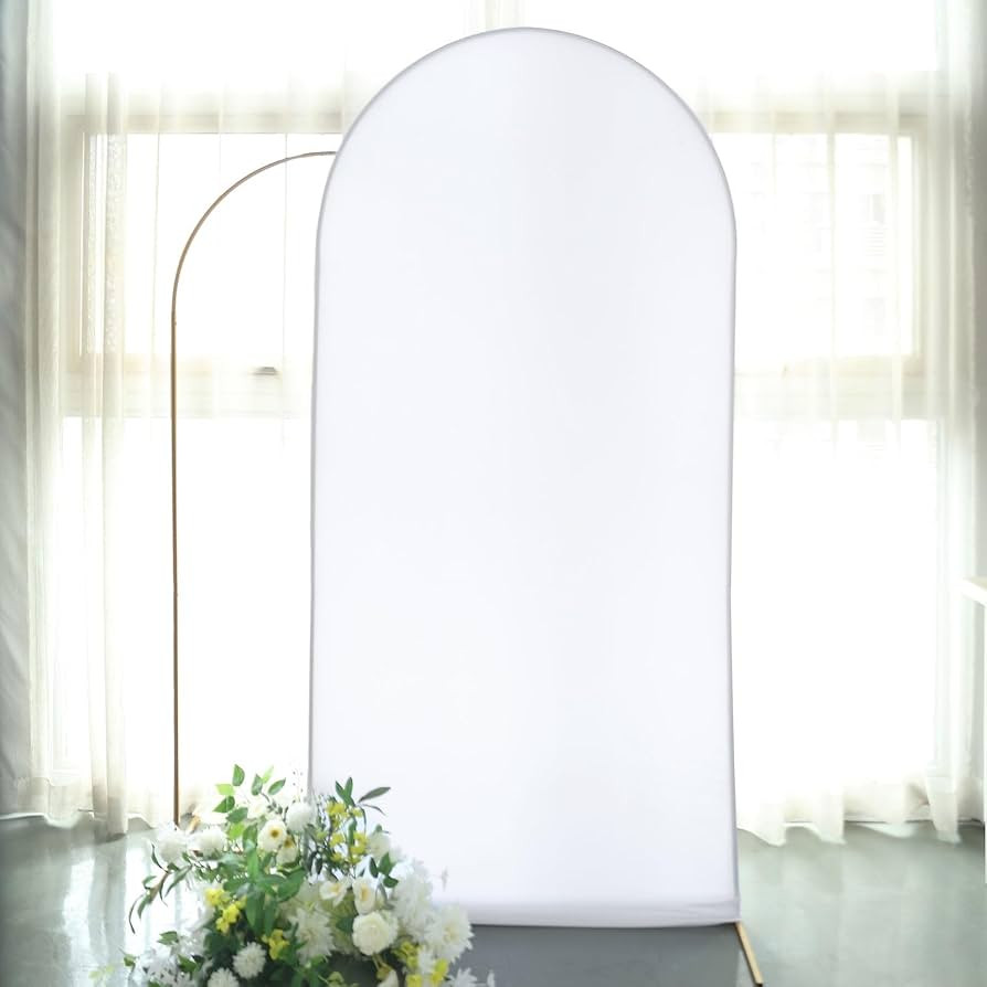 Efavormart 7ft White Spandex Fit Round Top Backdrop Frame Stand Cover, 2-Sided Wedding Arch Cover | Amazon (US)