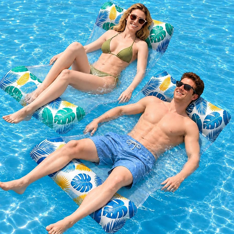 Luftmatratze Pool, 2 St\u00fcck Wasserh\u00e4ngematte, XL Luftmatratze Wasser, 4 IN 1 Wasserspiel... | Amazon (DE)