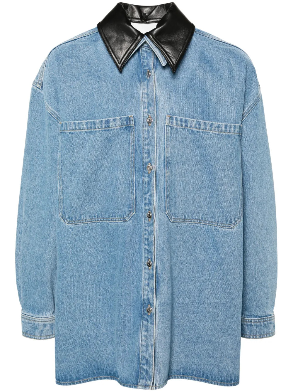 contrasting-collar denim shirt jacket | Farfetch Global