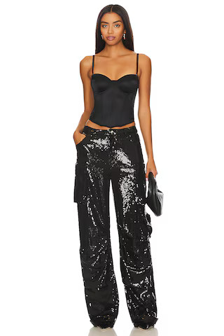 Duo Sequin Pant in Black Sequin Pants Outfit Black Cargo Pants Outfit Black Corset Top Outfit Ideas | Revolve Clothing (Global)