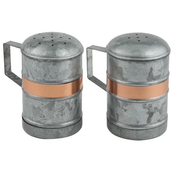 Gracie Oaks Fusco Galvanized Iron Salt & Pepper Shaker Set | Wayfair North America
