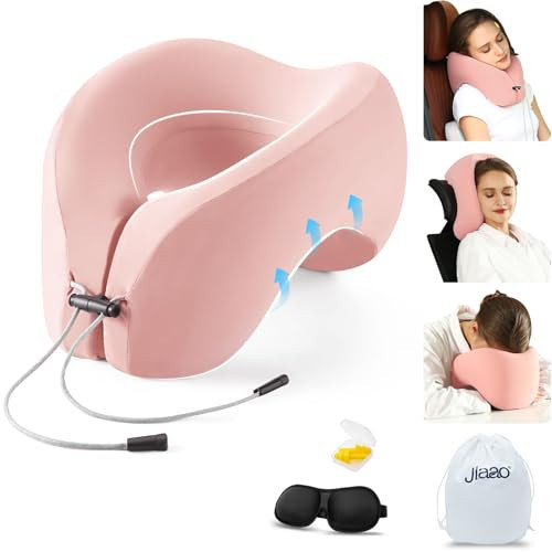 jiaao Neck Pillow Airplane, Memory Foam U-Shaped Travel Pillow, Long Flight Essentials with Eye Masks, Earplugs and Storage Bag, Neck Support for Camping, Home, Office, Trains, and Home Recliners | Amazon (US)