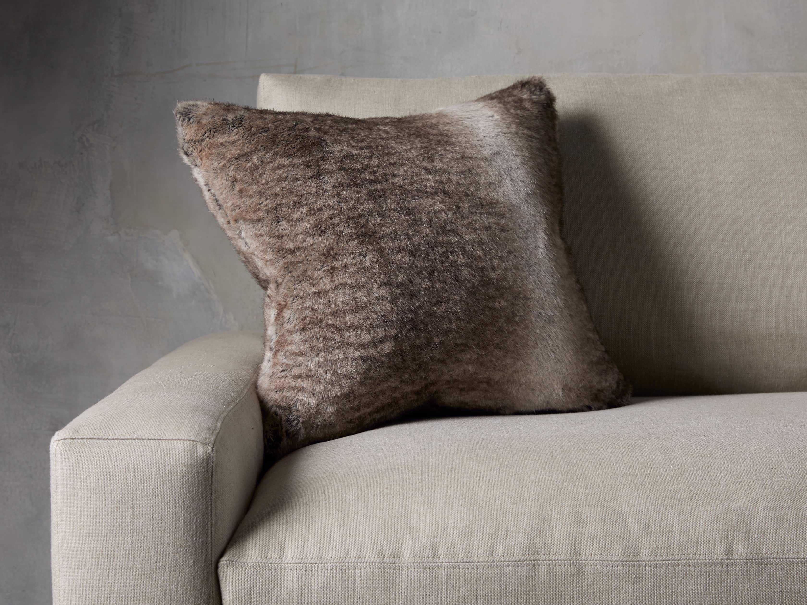 Grey Wolf Faux Fur Pillow Cover | Arhaus