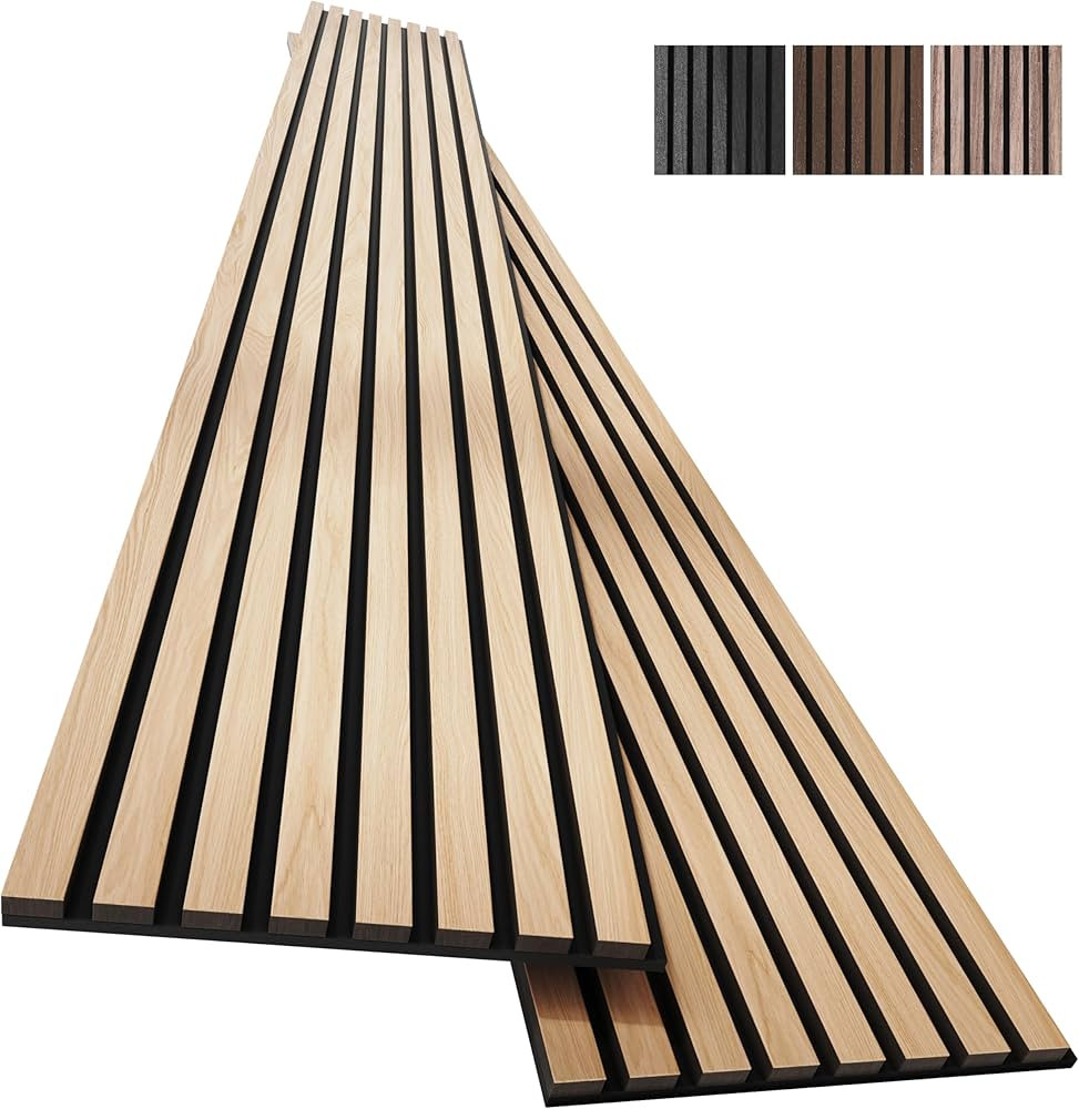 2-Pack Wood Panels for Wall - Acoustic Wood Slat Wall Panels, Soundproof Wooden Paneling for Inte... | Amazon (US)