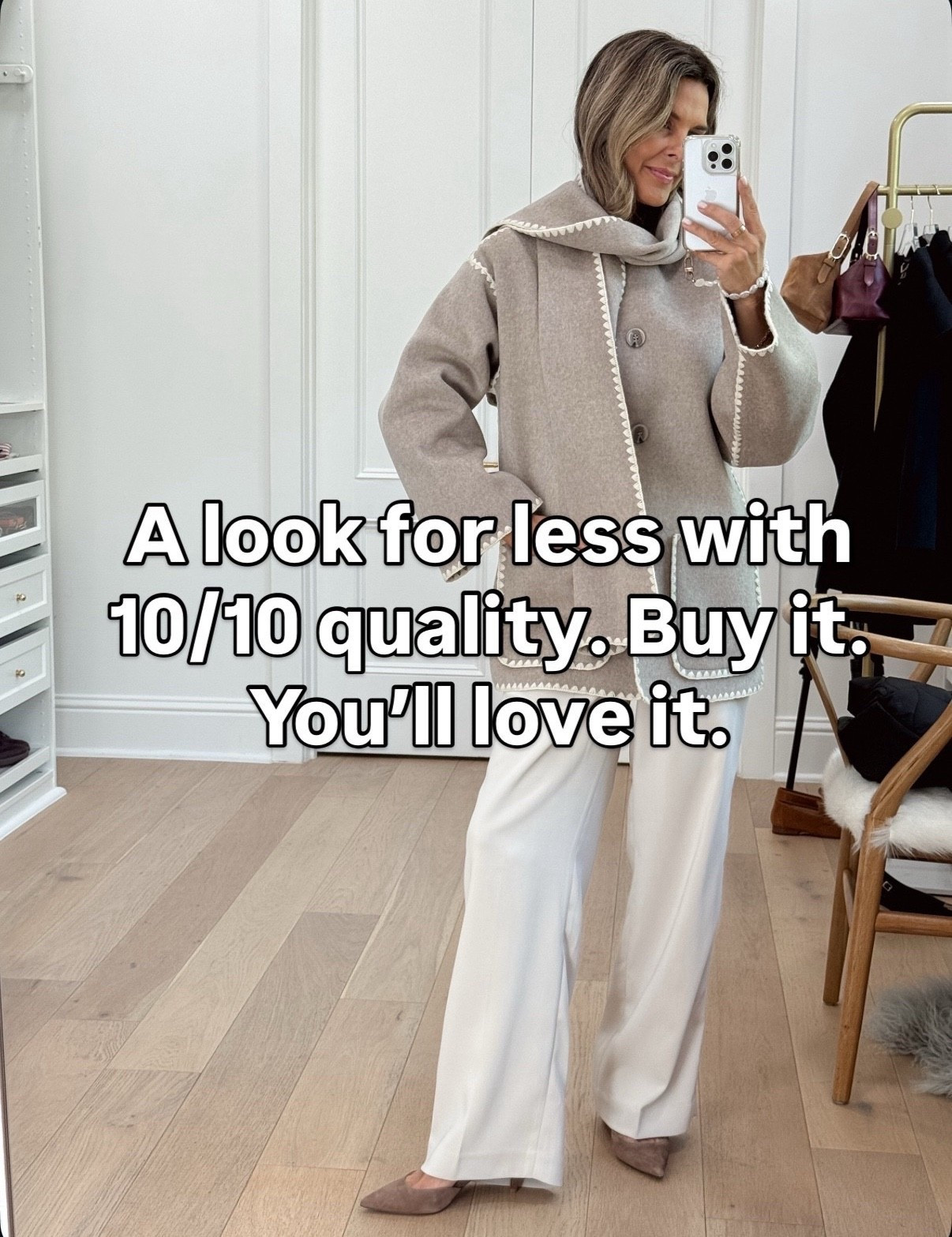 -Quince scarf coat sz XS is perfectly oversized. 
-Pants I’m 5’6”
-suede heels are all day comfortable and neutral color goes with everything! 

#LTKStyleTip #LTKWorkwear #LTKOver40