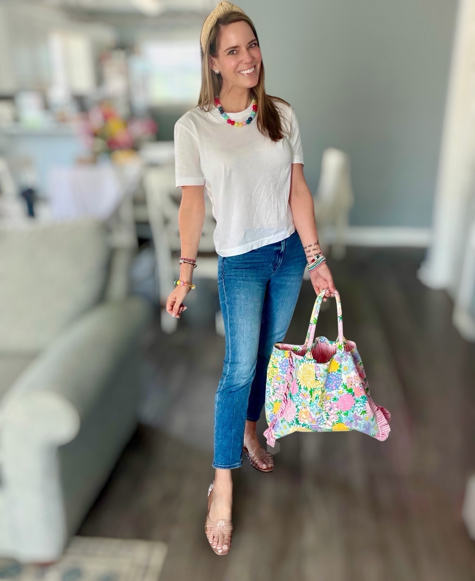 Colorful Summer Accessories & Casual Denim Look 🌈

A simple white tee + jeans moment, but make it FUN ✨ Loving how these colorful beaded accessories instantly brighten up an everyday outfit! Paired with comfy denim, clear jelly flats, and the cutest floral tote for an easy summer look that feels playful, colorful, and beach-town ready 💕🌴

Linked my outfit details, colorful jewelry, raffia headband, tote, and similar pieces to recreate this cheerful summer style! 🌈🩵

summer outfit ideas, colorful accessories outfit, casual summer style, white tee and jeans outfit, colorful beaded jewelry, raffia headband outfit, beach town style, easy everyday summer outfit, casual chic summer look, bright summer fashion

#LTKOver40 #LTKPetite #LTKootd