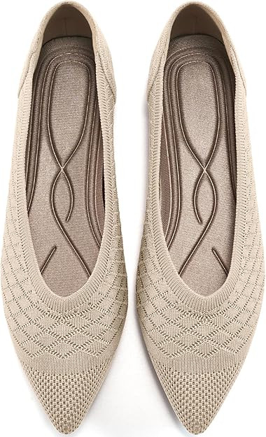 Amazon.com | Aomigoct Dressy Comfortable Womens Flats: Point Toe & Breathable Knit for Office All... | Amazon (US)