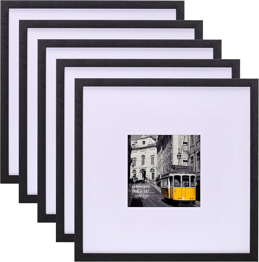 eletecpro 16x16 Picture Frames, Acrylic Cover, Black, Set of 5 | Amazon (US)