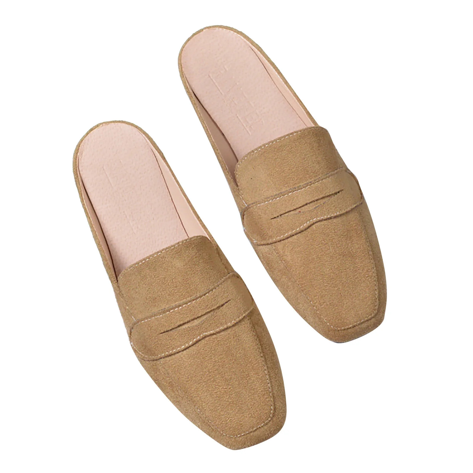 Mepaouo Women's Flat Mules Suede Square Toe Backless Slip on Slides Penny Loafer Shoes for Outdoo... | Walmart (US)