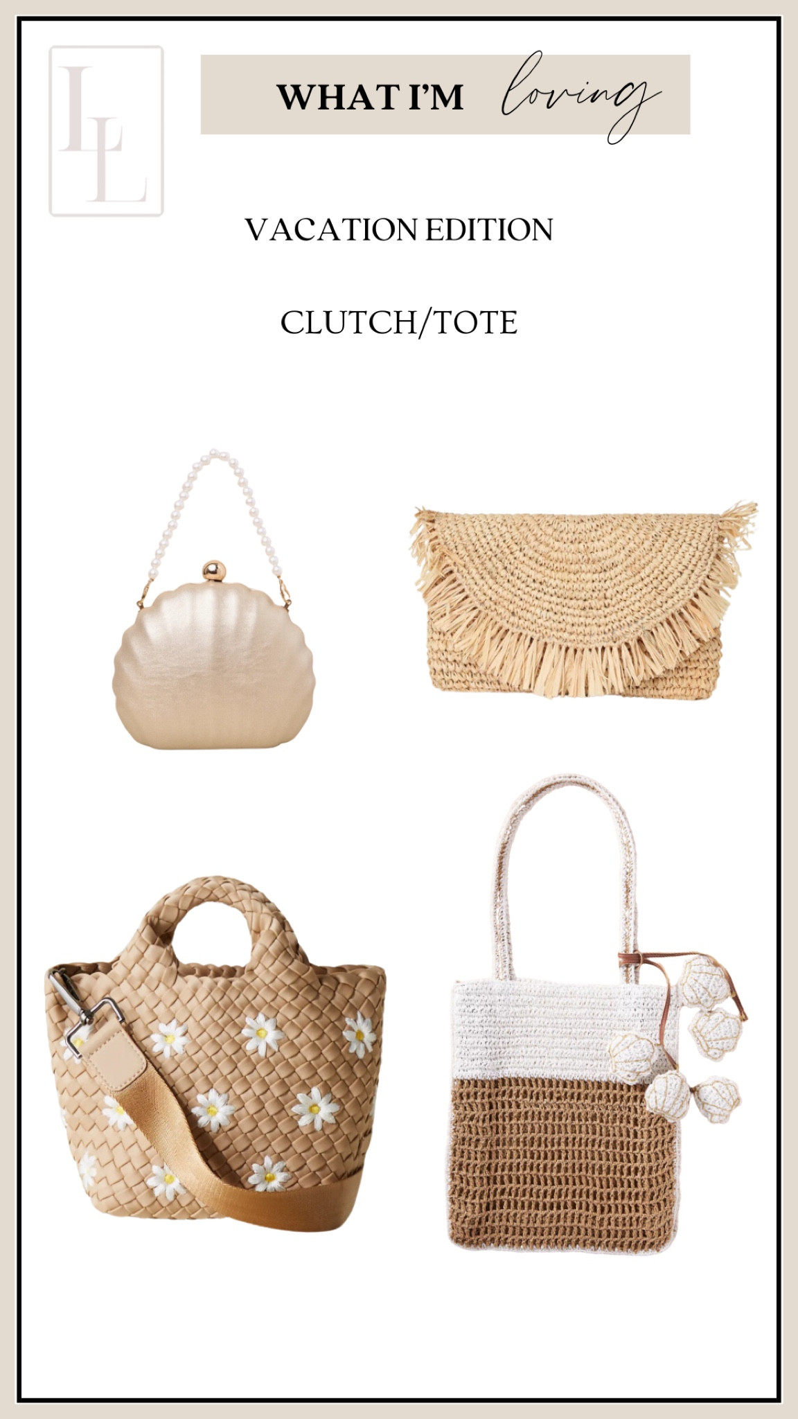 Fringe clutch, straw clutch, straw bag, straw purse, tote bag, beach bag, beach tote, seashell clutch, pearl clutch, woven clutch, floral tote, coastal clutch, crossbody bag

#LTKtravel #LTKfindsunder100 #LTKitbag