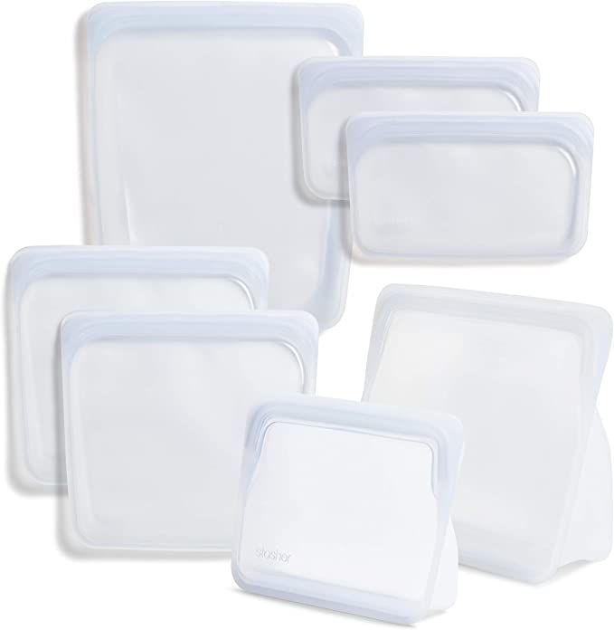 Stasher Platinum Silicone Food Grade Reusable Storage Bag, Clear (Bundle 7-Pack) | Reduce Single... | Amazon (US)