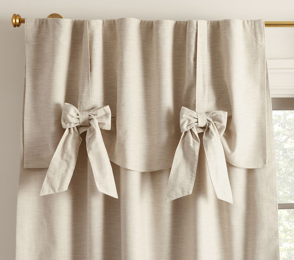 Evelyn Linen-Blend Bow Valance Blackout Curtain | Pottery Barn Kids