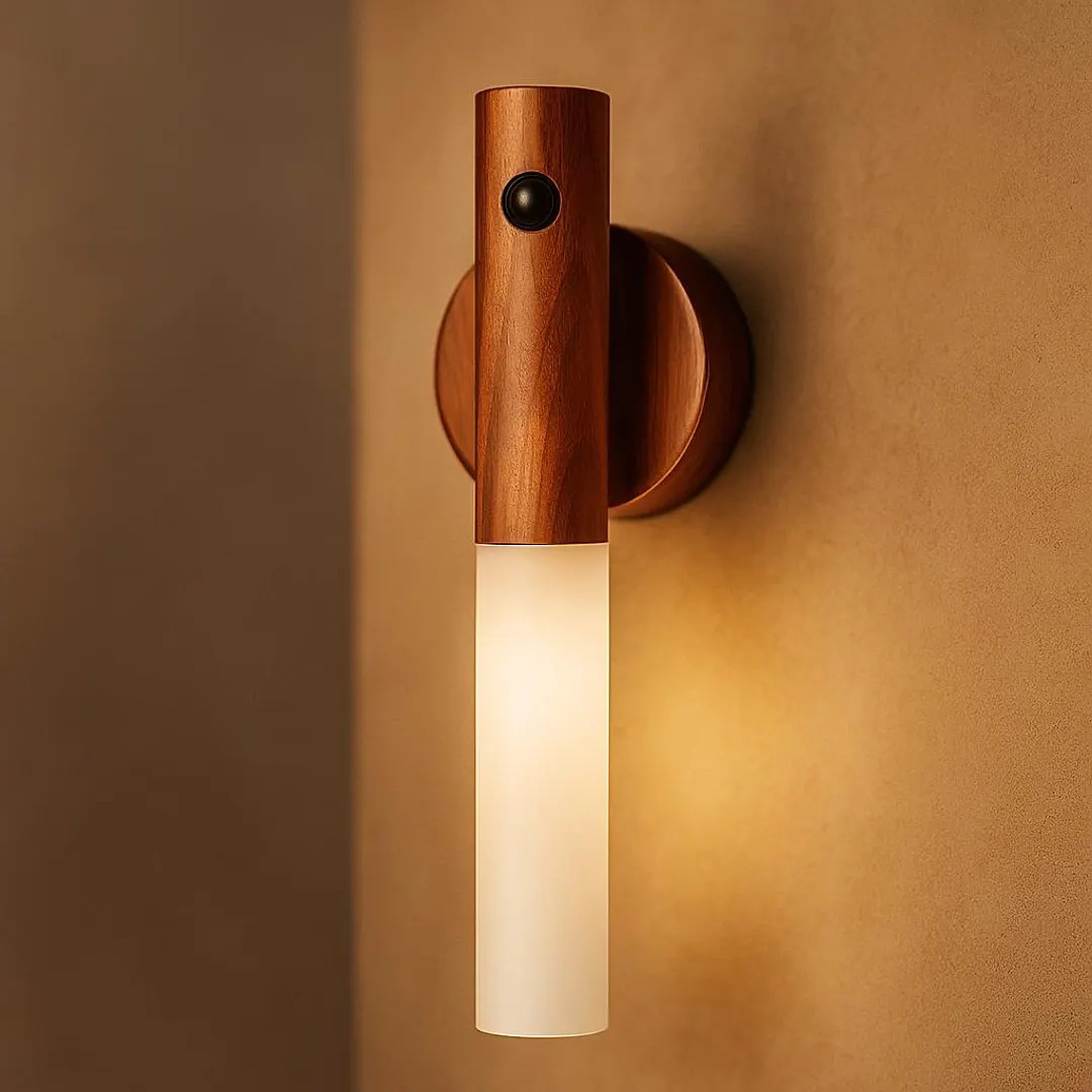 Buy Modern Wooden Style LED Wall Sconce – Stylish Interior Night Light – Portable or Wall-mou... | Etsy (US)