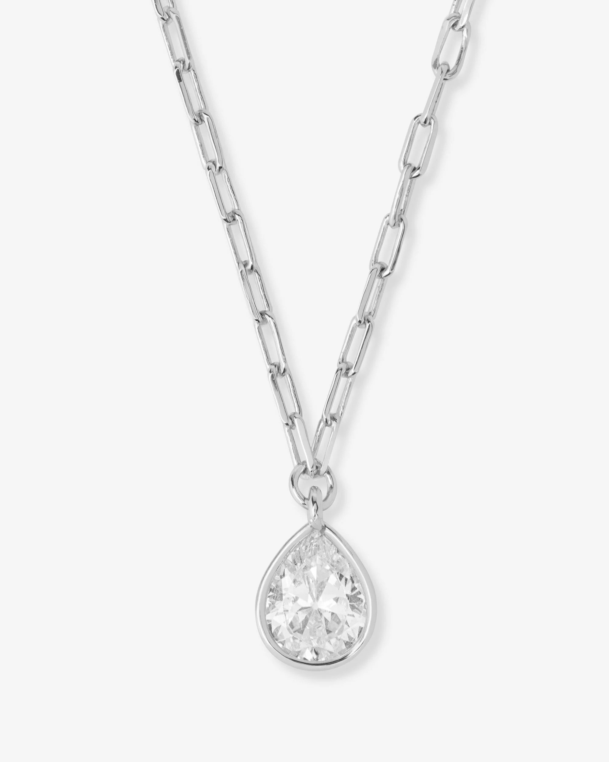 Drop of Perfection Necklace - Silver|White Diamondettes | Melinda Maria Jewelry