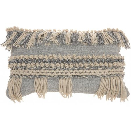 HomeRoots 386046 14 x 24 in. Blue & White Macrame Lumbar Pillow | Walmart (US)