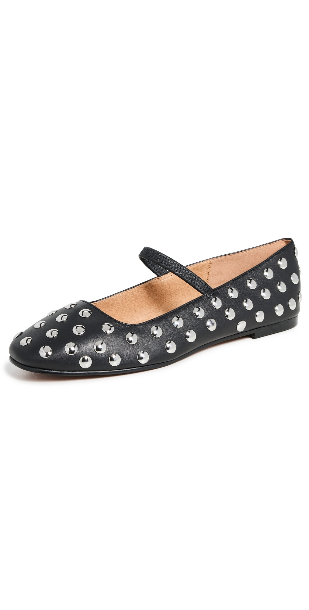 Madewell Greta Elastic Mary Jane Dome Stud Flats True Black 8.5 | Shopbop