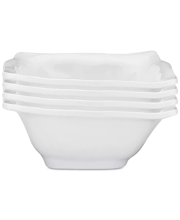 Ruffle 4-Pc. Melamine 6.5" Square Cereal Bowl Set | Macy's