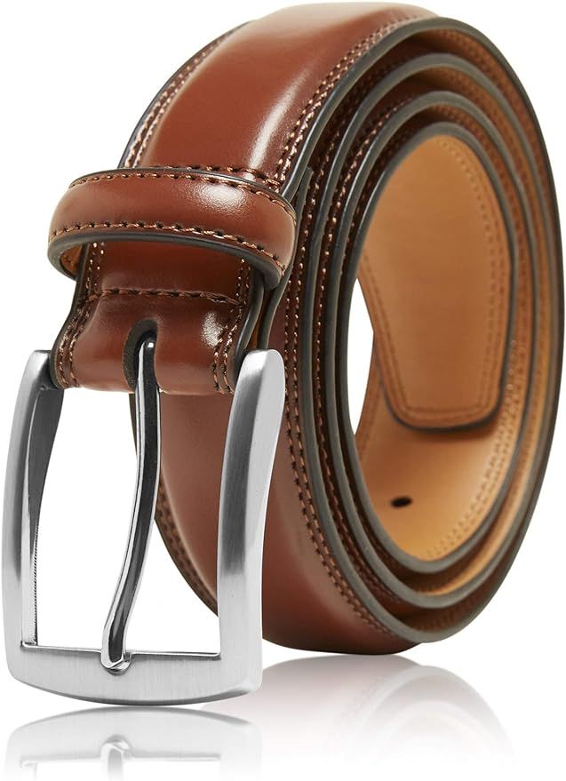 Genuine Leather Dress Belts For Men - Mens Belt For Suits, Jeans, Uniform With Single Prong Buckl... | Amazon (US)