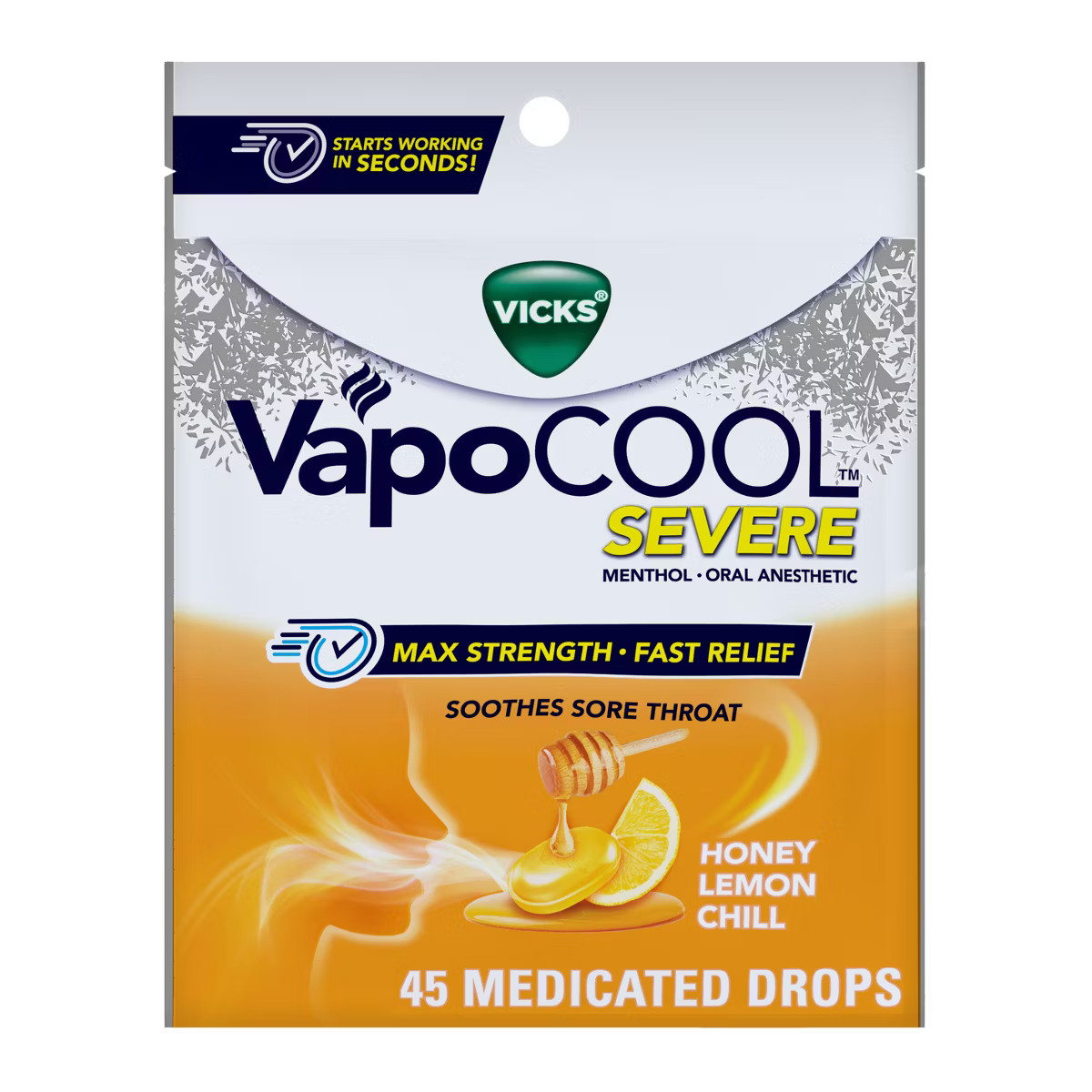 Vicks VapoCOOL Severe Cough Drops - Honey Lemon Chill - 45ct | Target