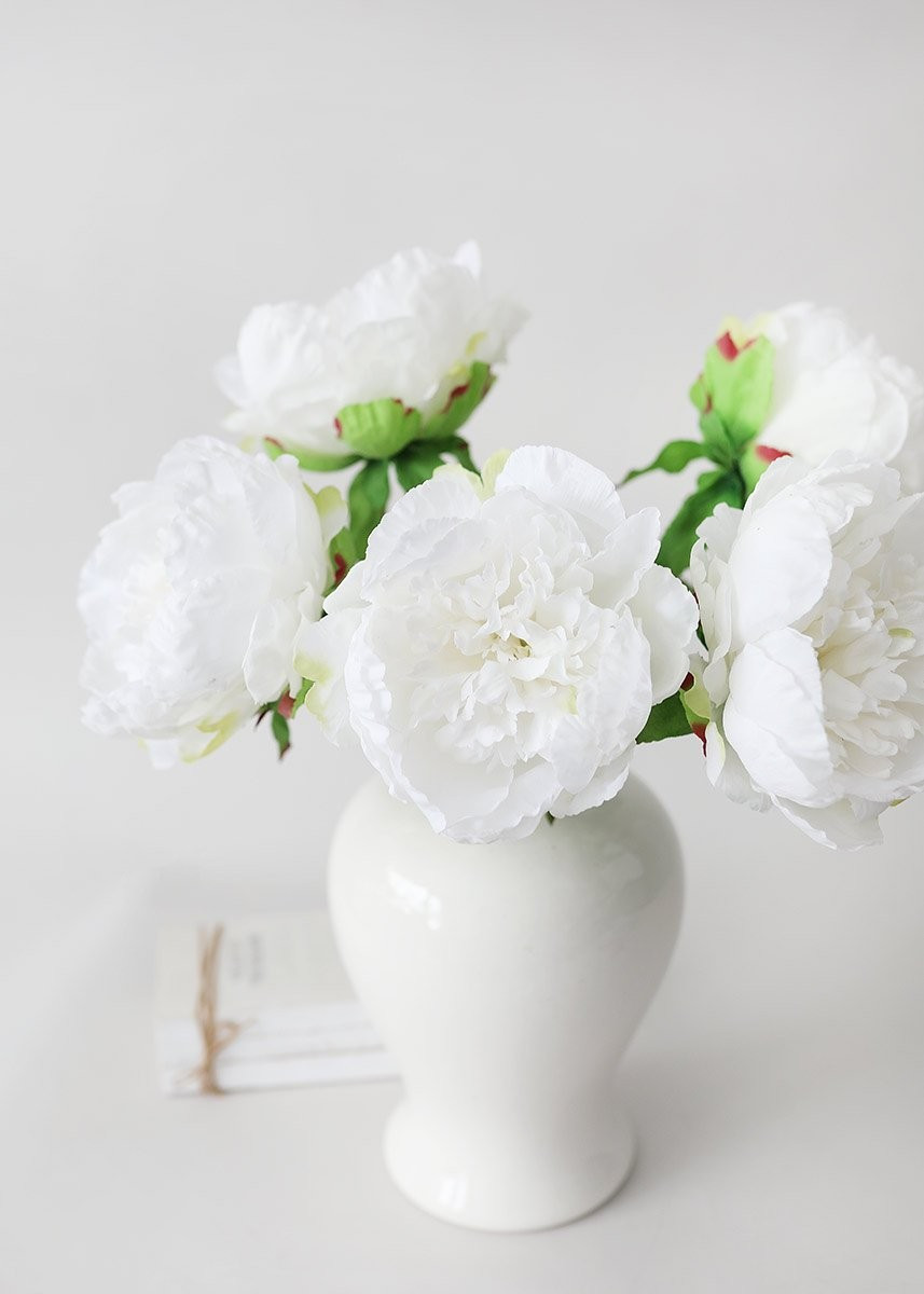 Natural Touch Peony Stem in Cream - 30" Tall | Afloral (US)