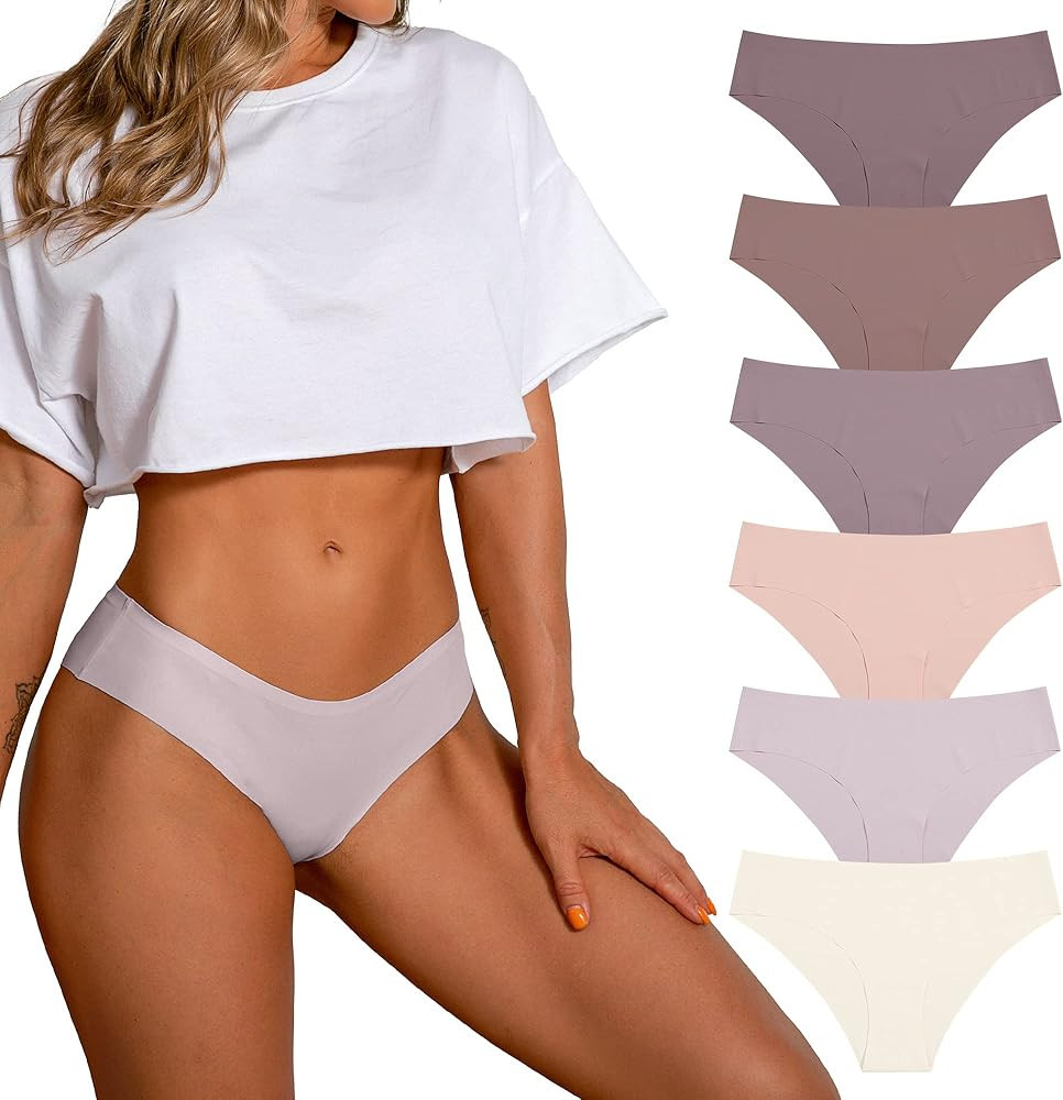 SHARICCA Women Seamless Cheeky Bikini No Show Panties Ladies Invisible Breathable Briefs Soft Str... | Amazon (US)
