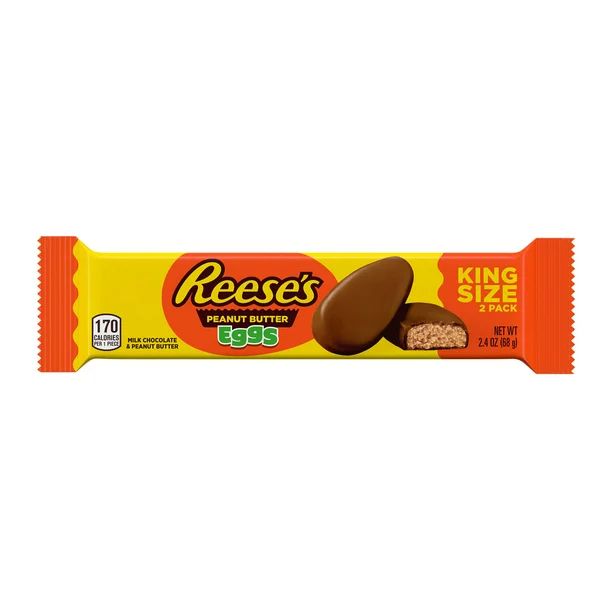 Reese's, Milk Chocolate Peanut Butter Eggs Candy, Easter, 2.4 oz, King Size Pack - Walmart.com | Walmart (US)