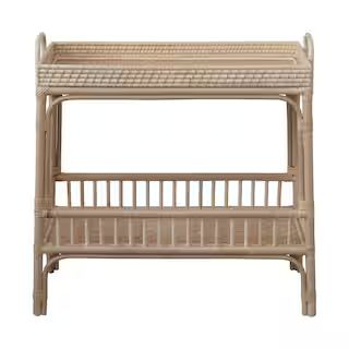 Storied Home 33 in. Natural Rectangle Rattan Wicker and Bamboo Console Table with Shelf DF5343 - ... | The Home Depot