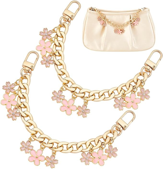 PH PandaHall 2pcs Purse Chain Strap Replacement 7.9" Short Chain Straps Enamel Flower Charm Purse... | Amazon (US)