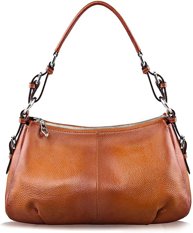 S-ZONE Womens Hobo Genuine Leather Shoulder Bag Top-handle Handbag Ladies Purses | Amazon (US)