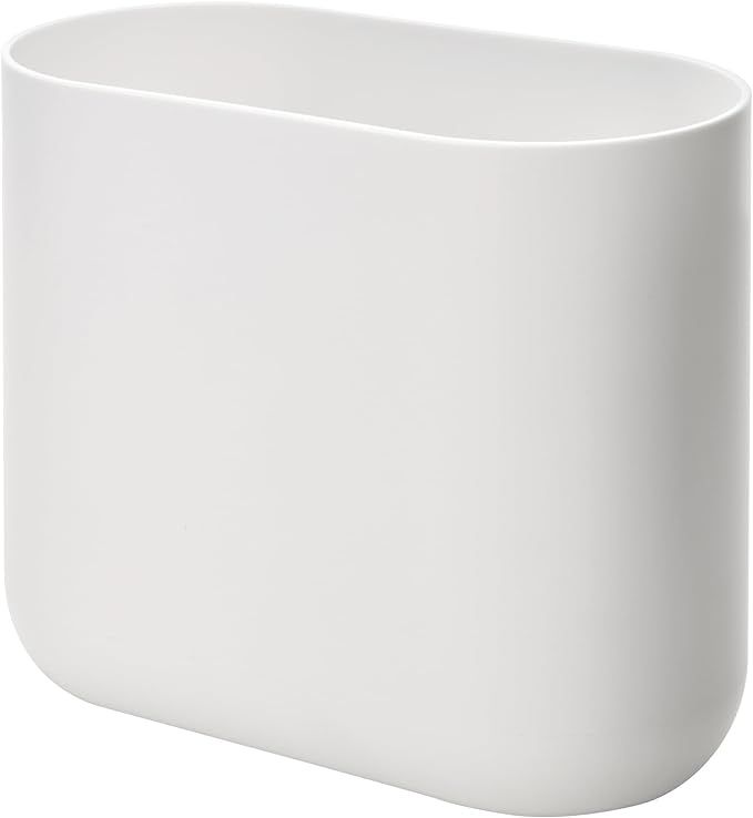 iDesign Slim Oval Plastic Waste Basket The Cade Collection, 10.56” x 5.5” x 9.77”, White | Amazon (US)