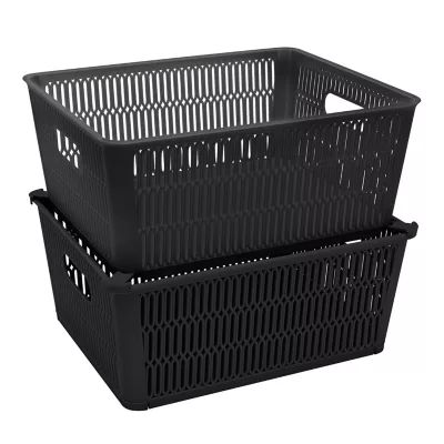 Simplify Slide 2 Stack It Storage Tote Baskets (Set of 2)  | Bed Bath & Beyond | Bed Bath & Beyond