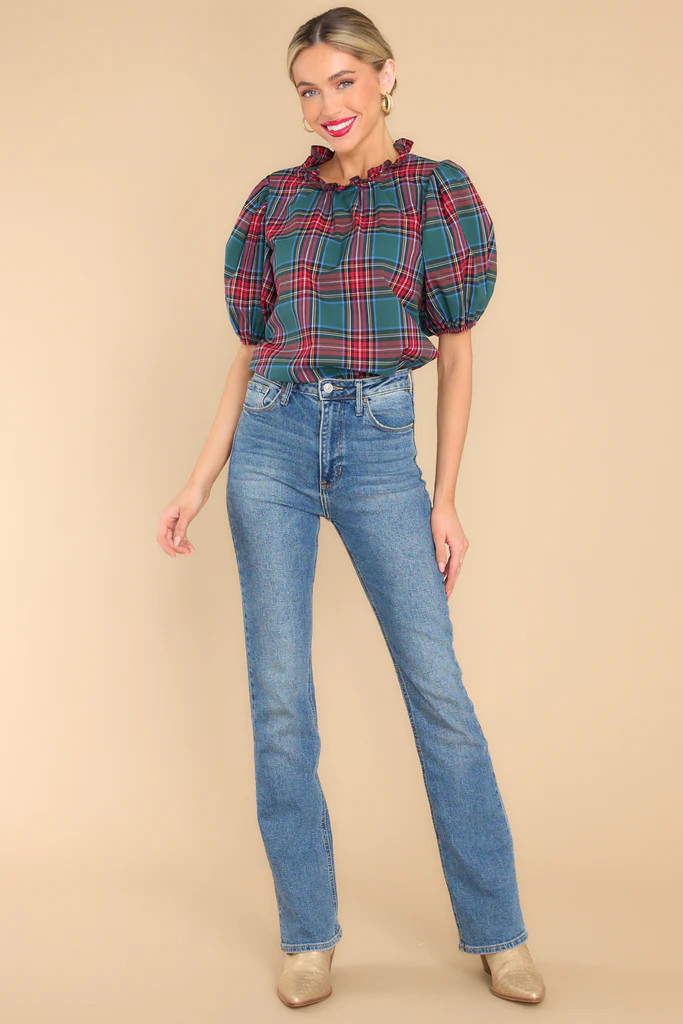 A Special Gift Green Plaid Top | Red Dress 