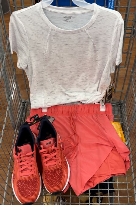 These Walmart coral sneakers have been restocked! Comfy and cute for $22.98. Fit tts. Also love these shorts; will link similar. Lululemon look for less. Tee is excellent, not too tight, fits tts. Activewear workout gear outfit fit athleisure gym lookalike 

#LTKunder50 #LTKstyletip #LTKfit
