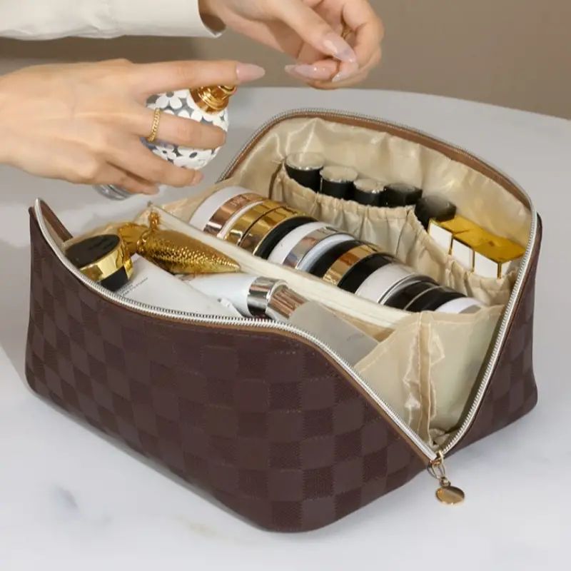 Travel in Style: Portable Makeup Bag with Waterproof Toiletry Storage and Zipper Handle | Temu Affiliate Program